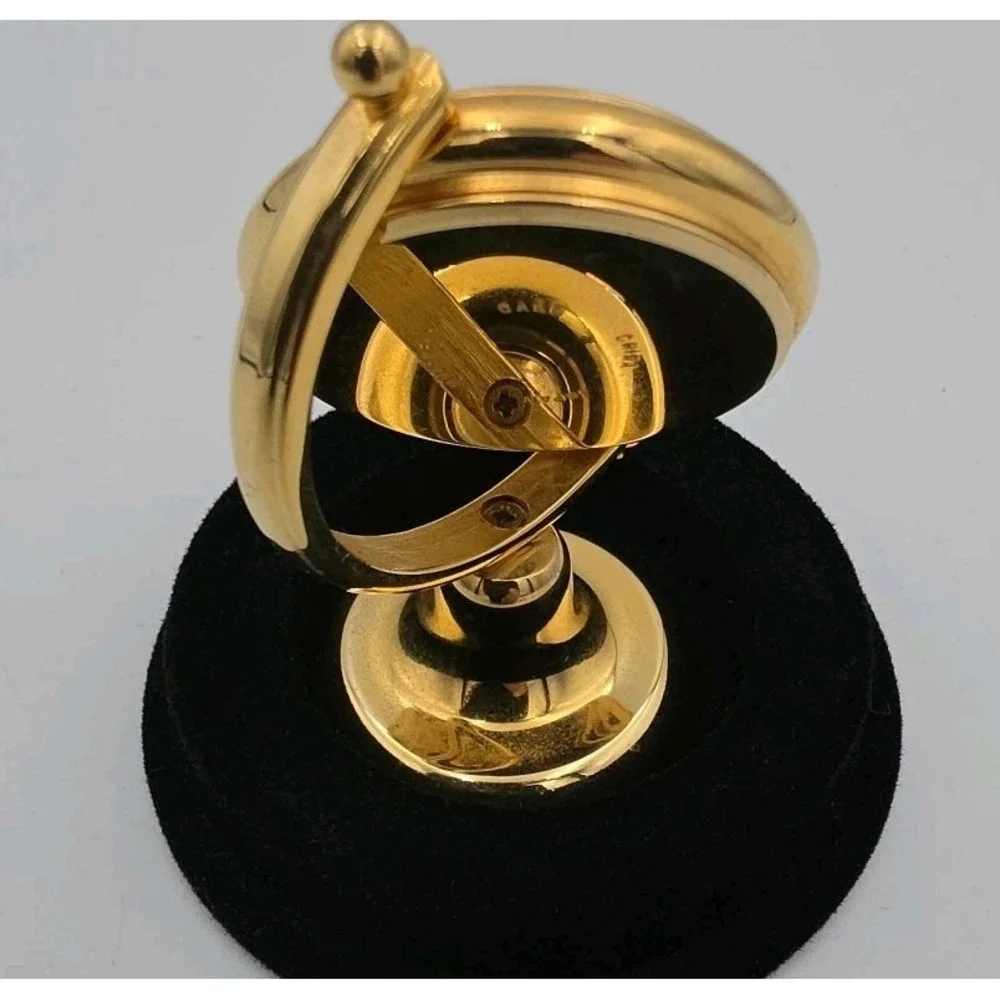 Chass Small Solid Brass Desk Clock Japan Movement Globe Style 3